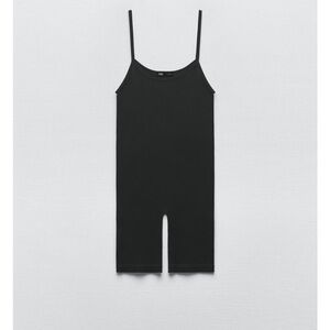 Zara Black Fitted Spaghetti-Strap Romper